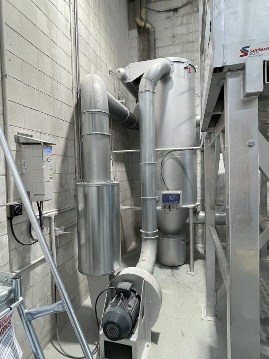 Dust extraction equipment and ducting integrated into the Stormwater360 cartridge loading plant